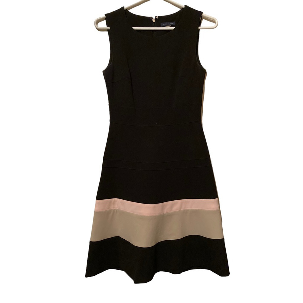 Tommy Hilfiger Womens Tricot Sheath Dress Stretch Black Striped Border Stretch 2